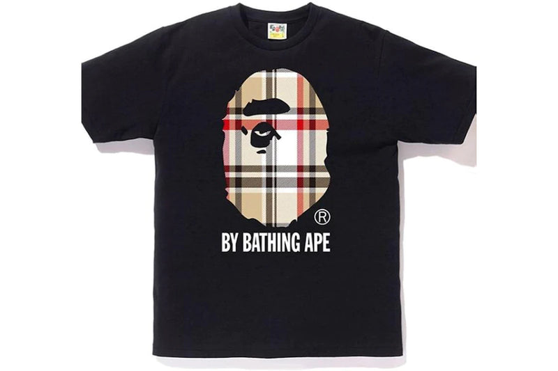 BAPE A Bathing Ape Check by Bathing Tee - Black/Beige